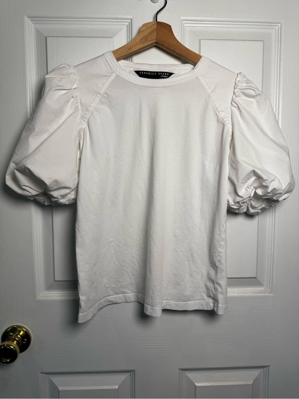 Veronica Beard Morrison Puff Sleeve Top White Cotton Size Small - Picture 3 of 10